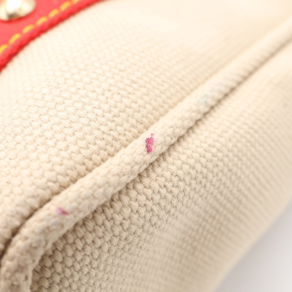 LOUIS VUITTON(ルイヴィトン) アンティグア カバMM トートバッグ ハンドバッグ ベージュ×レッド キャンバス M40035 ゴールド金具 レディース