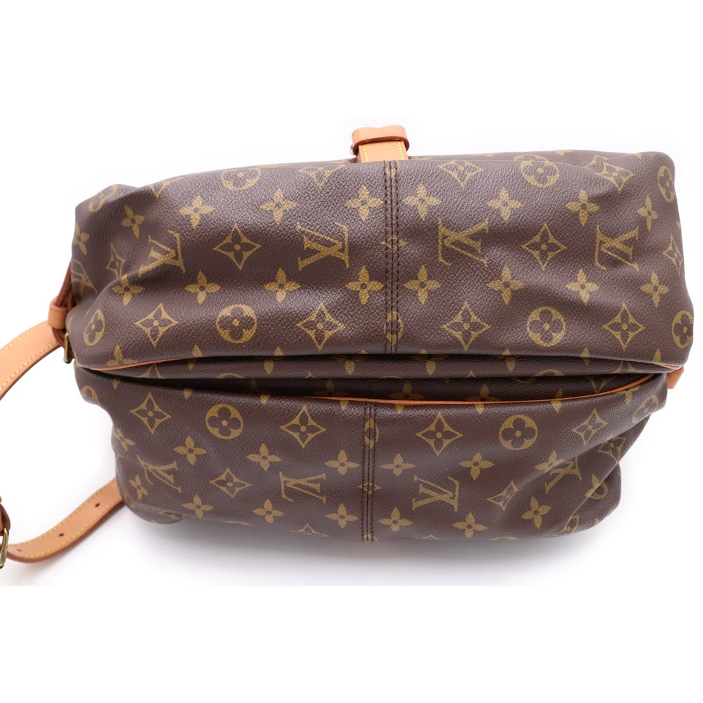 LOUIS VUITTON(ルイヴィトン) モノグラム ソミュール35 ショルダーバッグ ブラウン レザー×PVC M42254 ゴールド金具 レディース