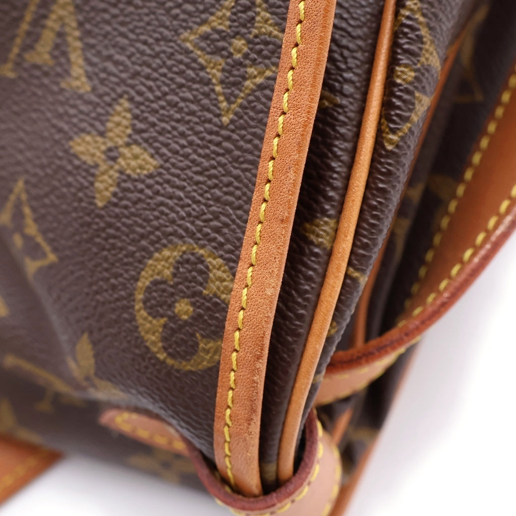 LOUIS VUITTON(ルイヴィトン) モノグラム ソミュール35 ショルダーバッグ ブラウン レザー×PVC M42254 ゴールド金具 レディース