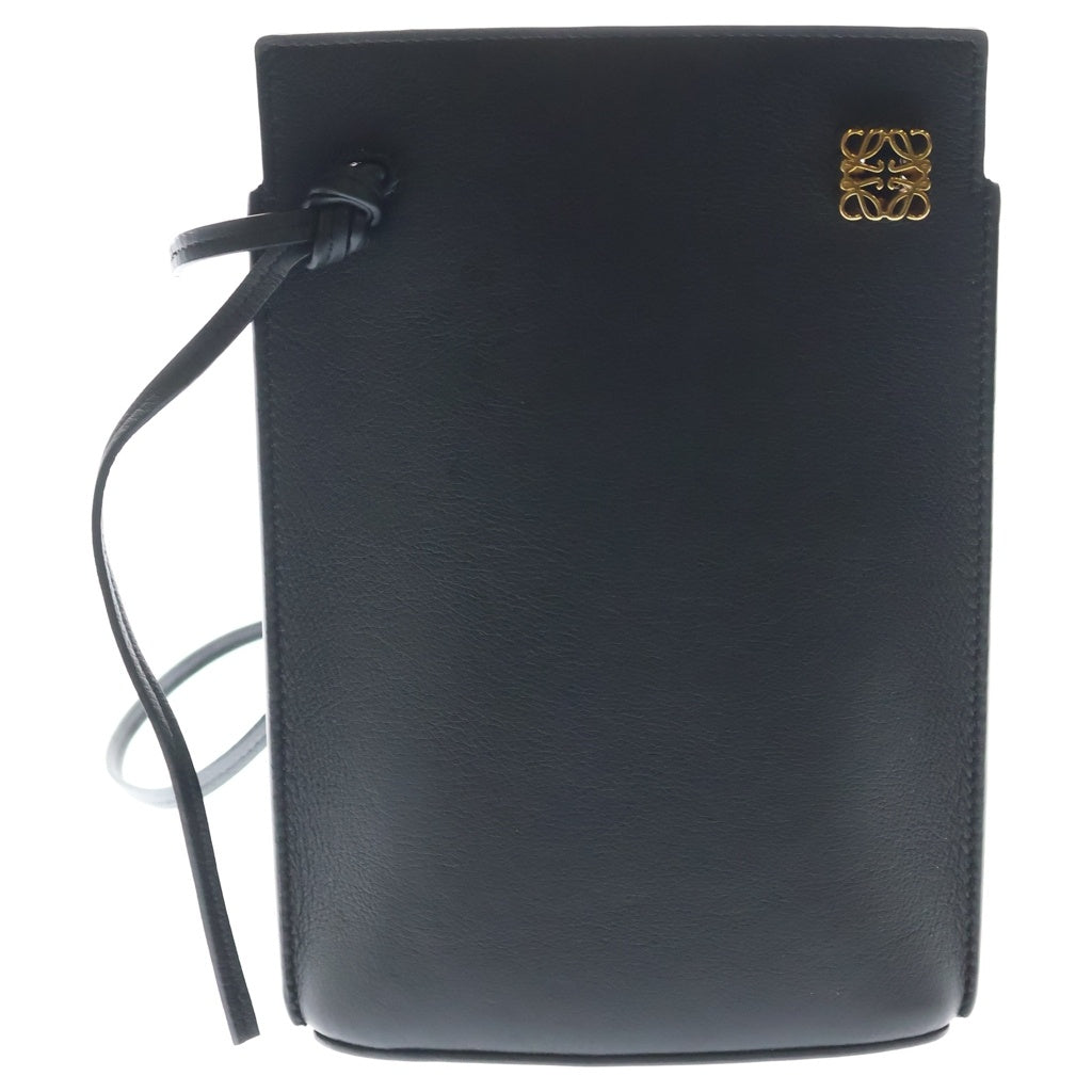LOEWE(ロエベ) アナグラム ダイスポケット カーフレザー ショルダーバッグ ポーチ ポシェット フォンポーチ ブラック レディース
