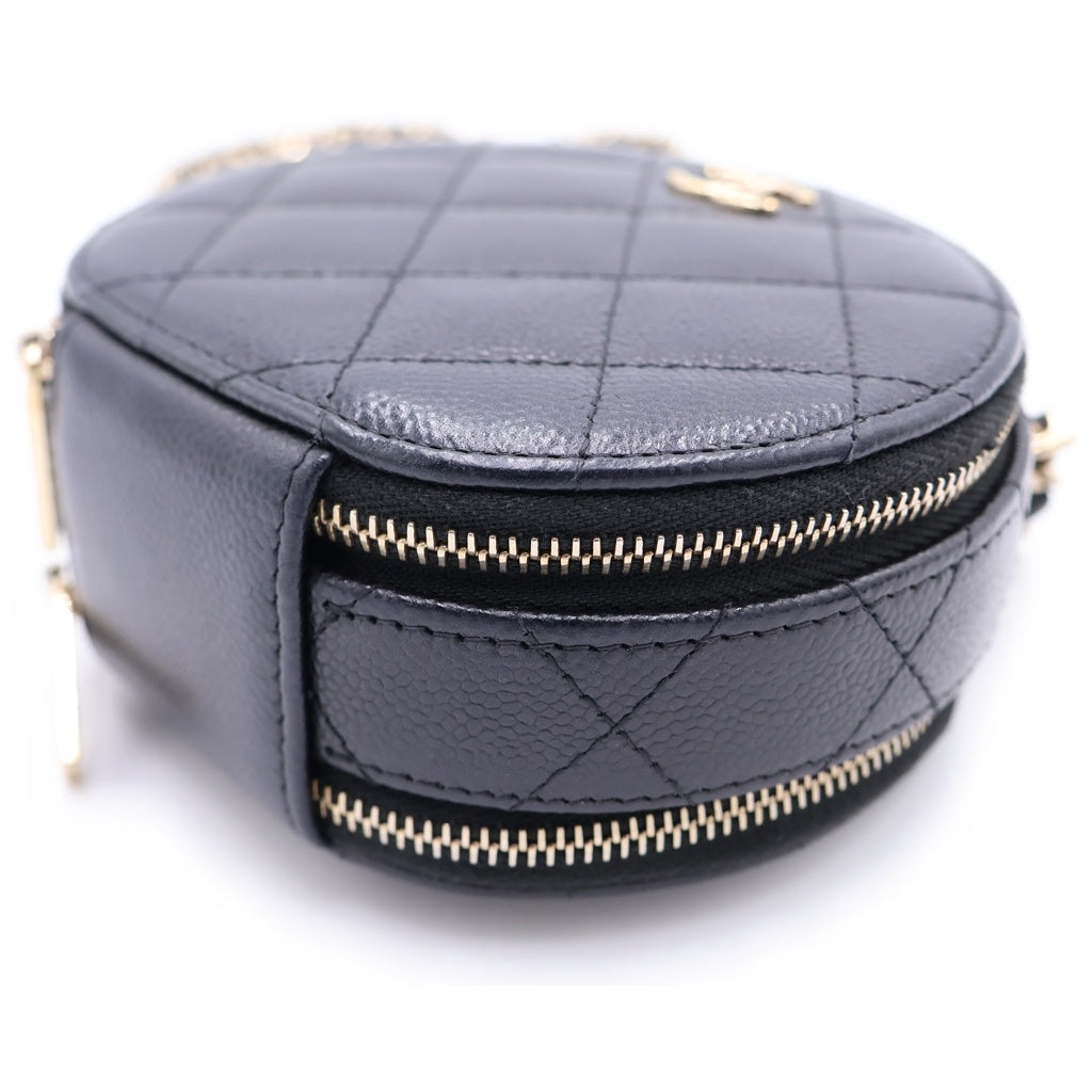 CHANEL(シャネル) マトラッセ ミニチェーンショルダーバッグ ブラック キャビアスキン AP0245 ゴールド金具 レディース