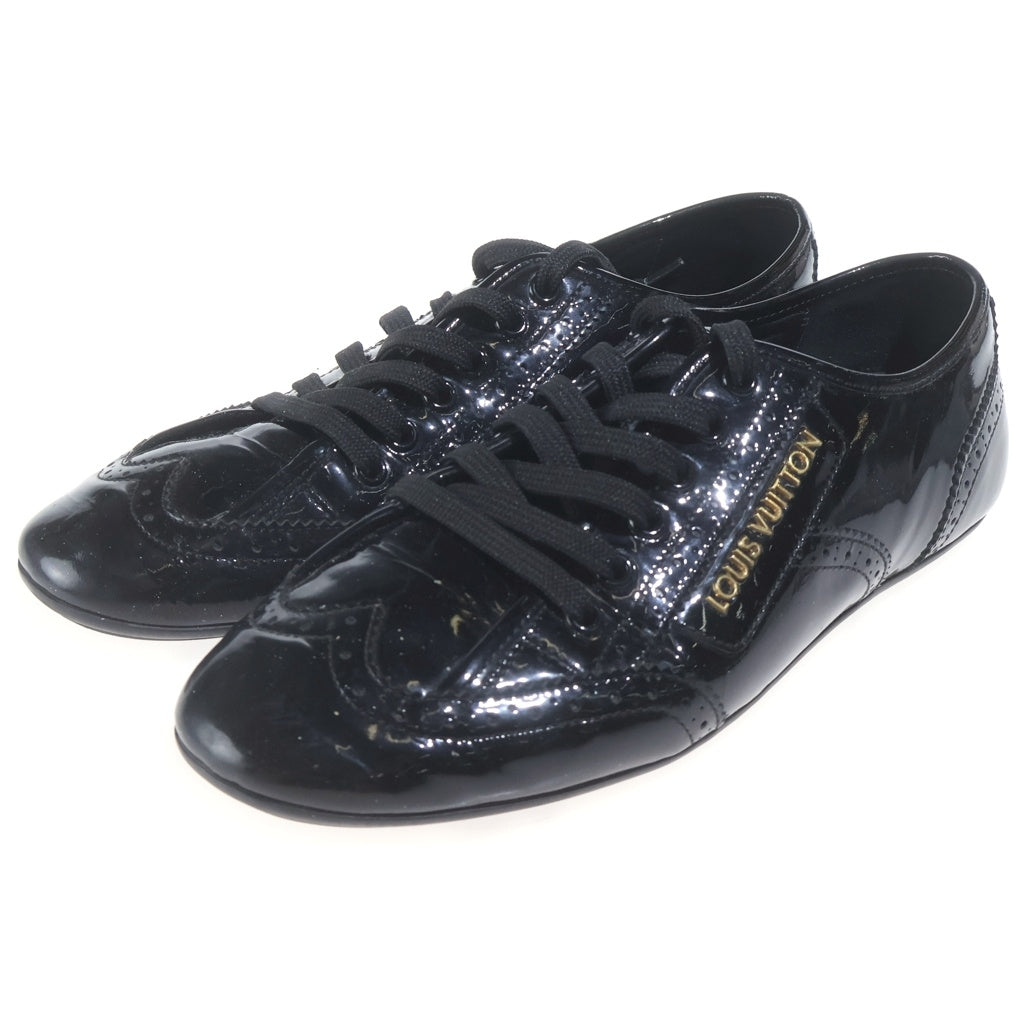 LOUIS VUITTON(ルイヴィトン) パテントレザー レースアップドレスシューズ フラットシューズ エナメル ブラック G0 0111 レディース
