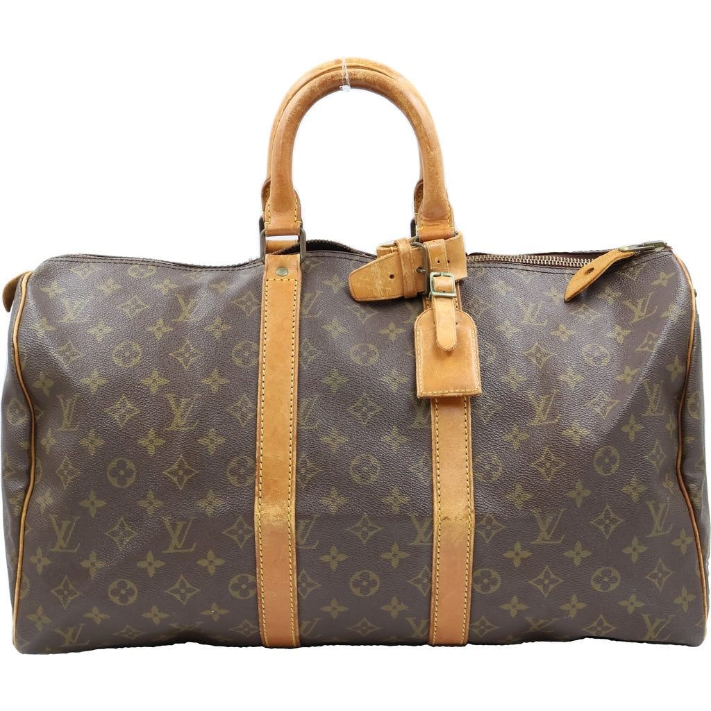 LOUIS VUITTON(ルイヴィトン) モノグラム キーポル40 ハンドバッグ ボストンバッグ トラベルバッグ ブラウン レザー×PVC M41428 ゴールド金具