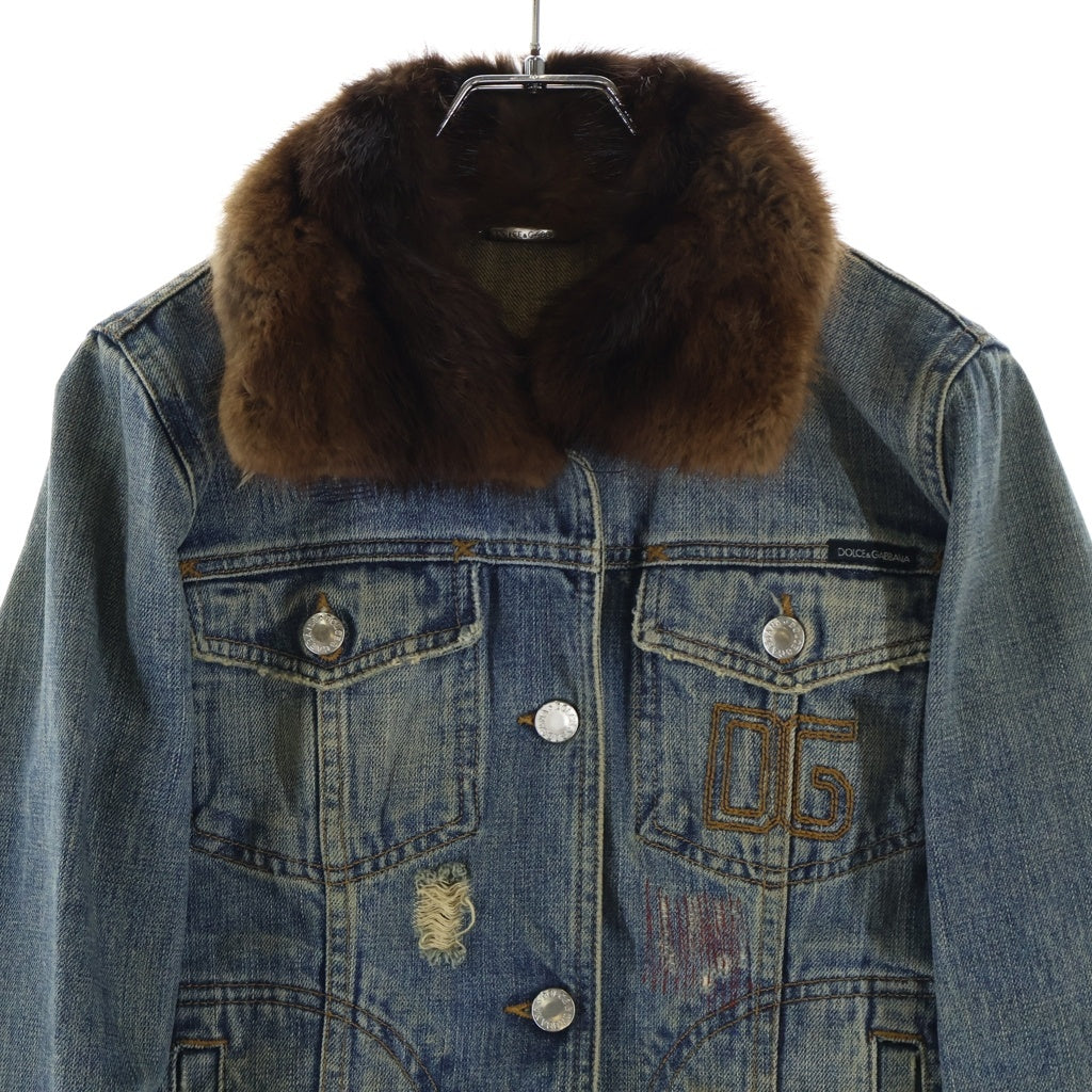 DOLCE & GABBANA(ドルチェアンドガッバーナ) デニムジャケット ファー ブルー レディース