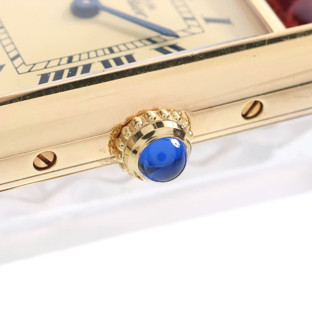 Cartier(カルティエ) タンク SM アイボリー文字盤 SV925 レザーベルト クォーツウォッチ 腕時計 ゴールド/ボルドー W1003154