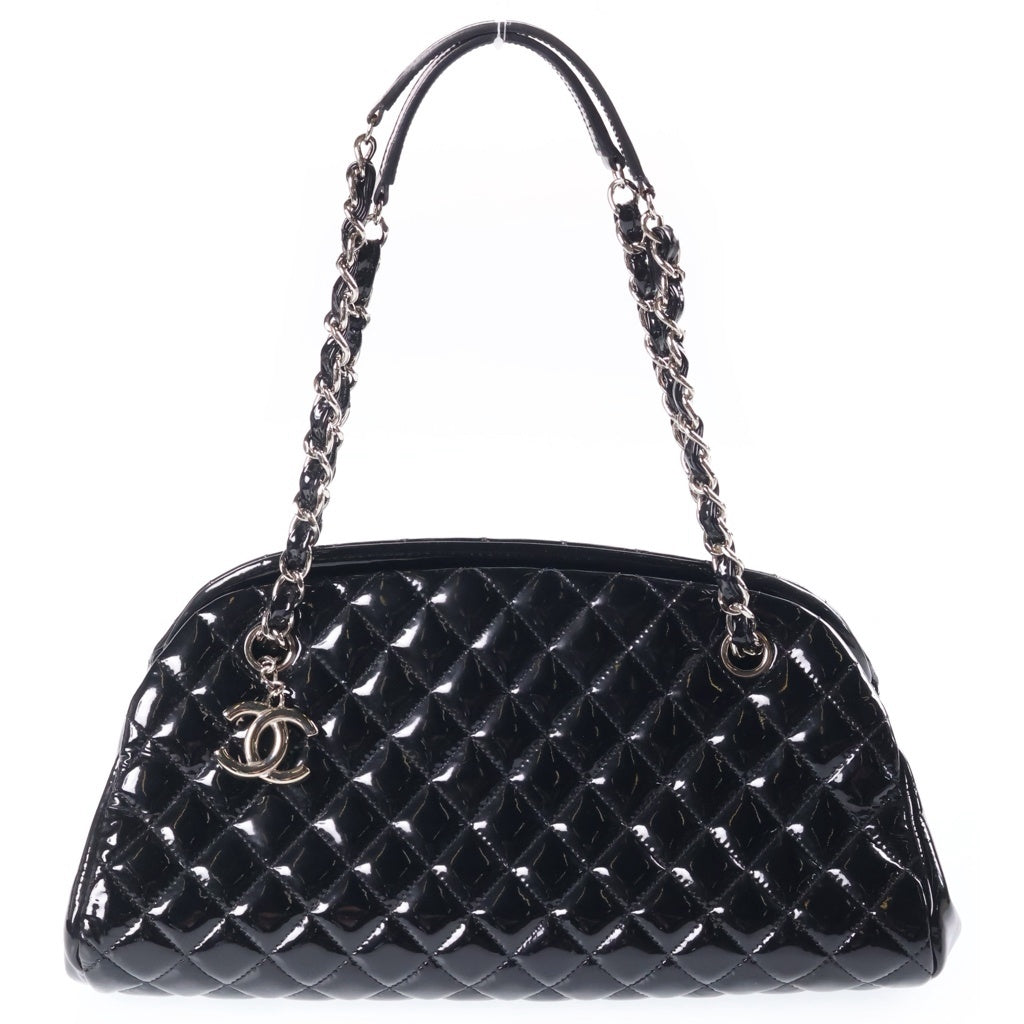CHANEL(シャネル) マドモアゼルボーリング ハンドバッグ チェーンバッグ ブラック エナメル シルバー金具 レディース