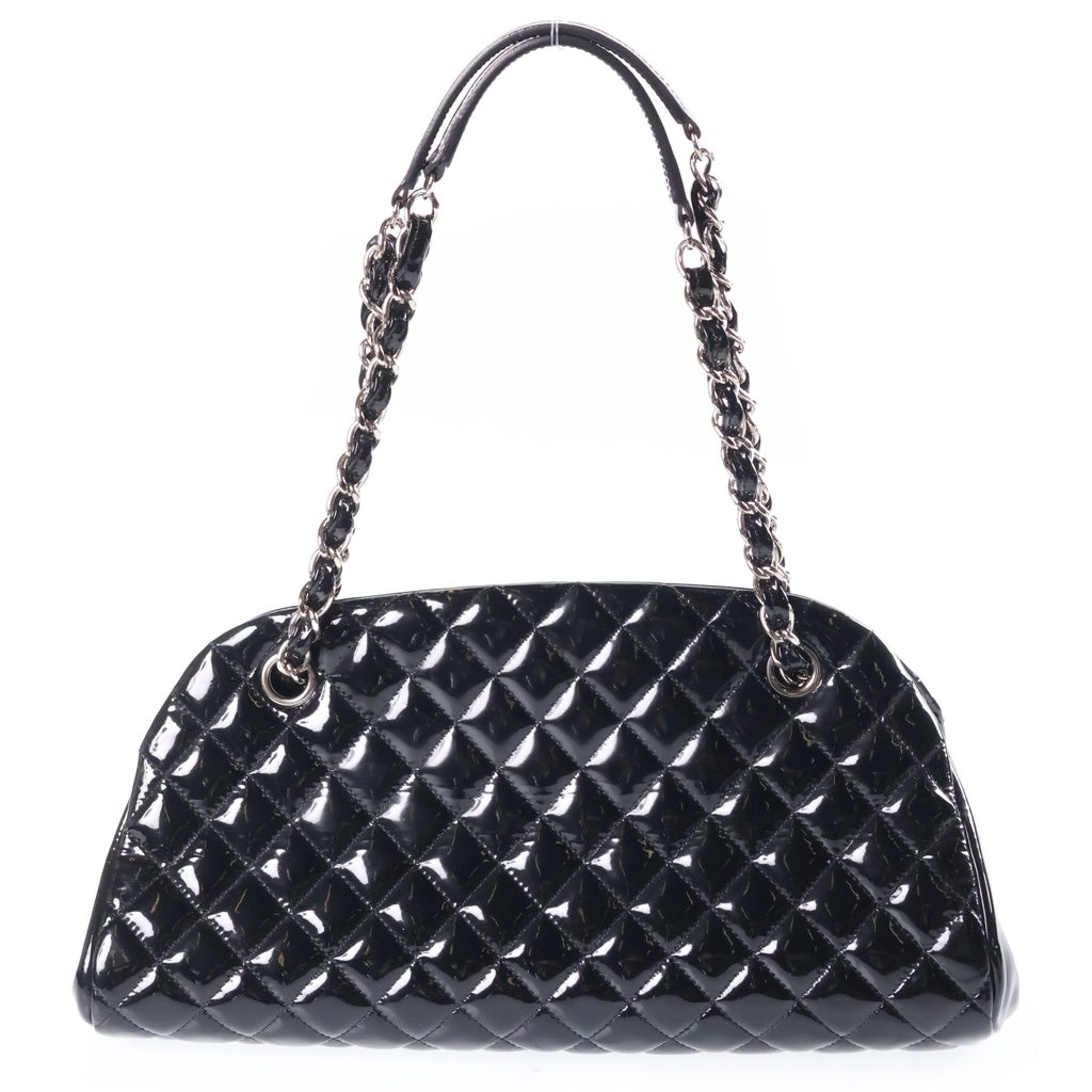 CHANEL(シャネル) マドモアゼルボーリング ハンドバッグ チェーンバッグ ブラック エナメル シルバー金具 レディース
