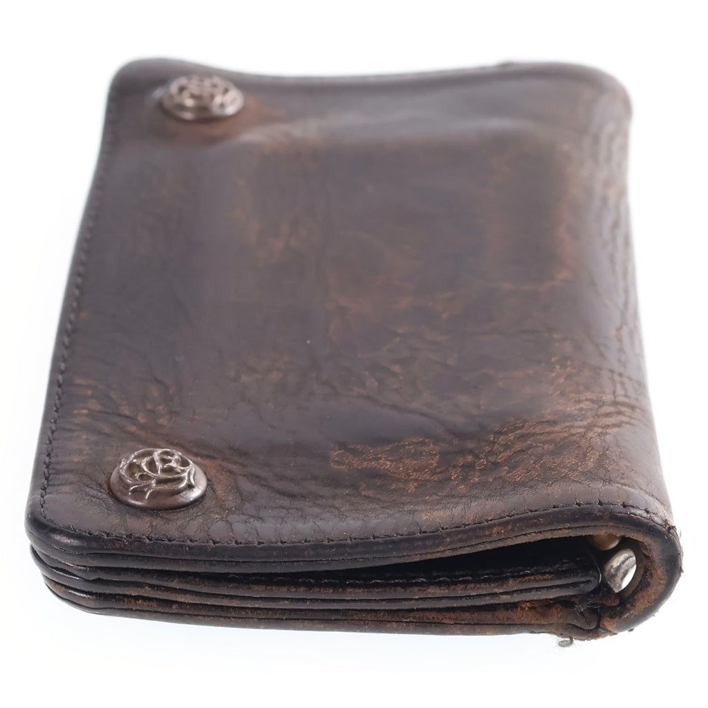 CHROME HEARTS(クロムハーツ) OLD 1ZIP 1ジップ オールド フローラルボタン レザーウォレット 財布 ブラウン