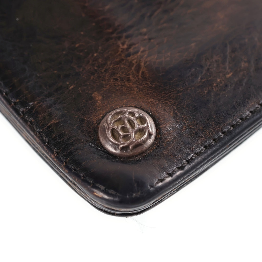 CHROME HEARTS(クロムハーツ) OLD 1ZIP 1ジップ オールド フローラルボタン レザーウォレット 財布 ブラウン