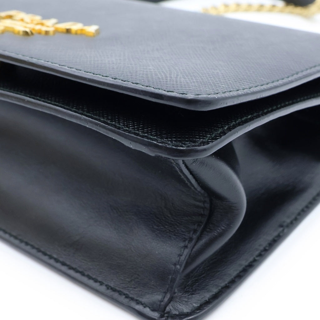 PRADA(プラダ) サフィアーノ ショルダーバッグ チェーンバッグ ブラック レザー 1BD133 ゴールド金具 レディース