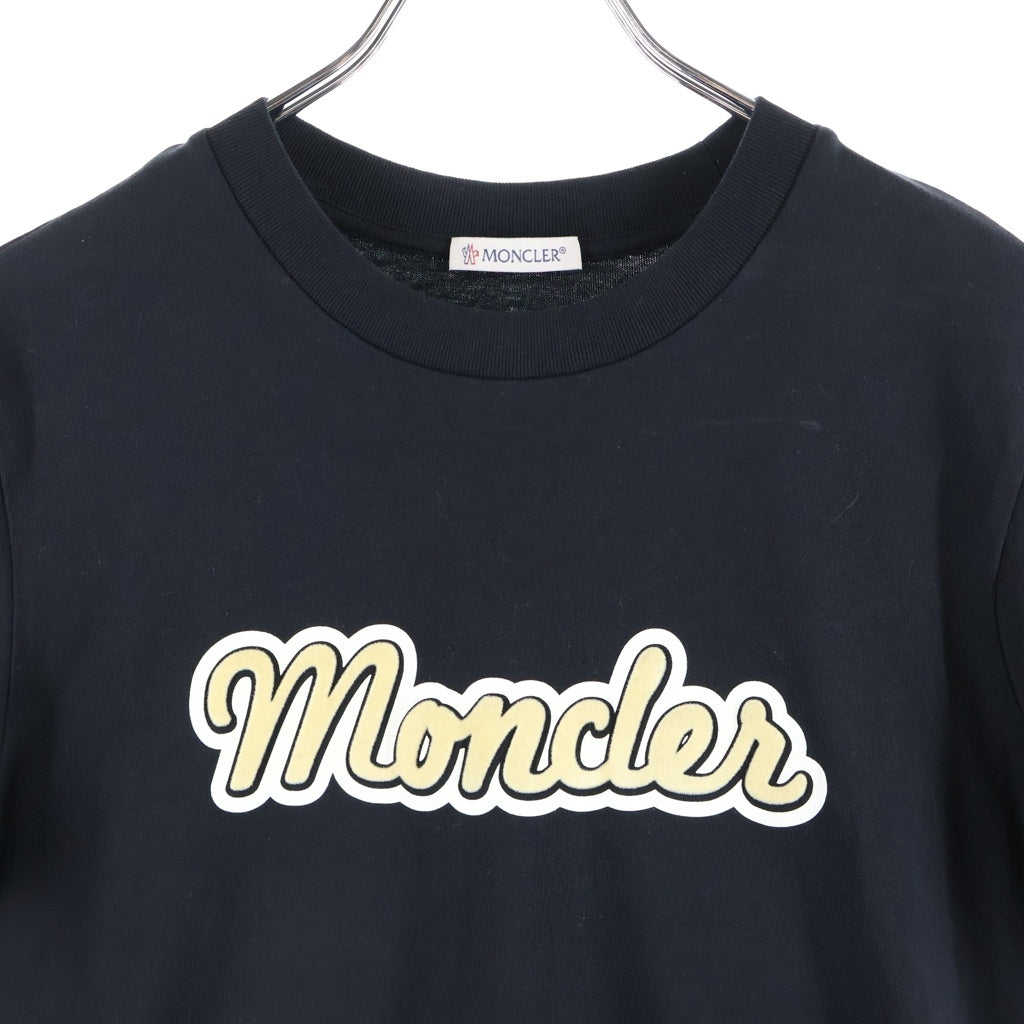 MONCLER(モンクレール) MAGLIA A MANICHE CORTE TEE マリアマニケコルケ ロゴプリント半袖Tシャツ カットソー ブラック レディース J20938C00016 829HP