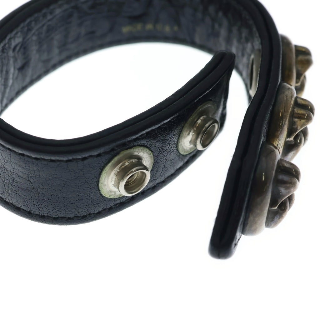 CHROME HEARTS(クロムハーツ) 3BTN 2SNP L&T リップアンドタン 3ボタン2スナップ レザーブレスレット ブラック/シルバー