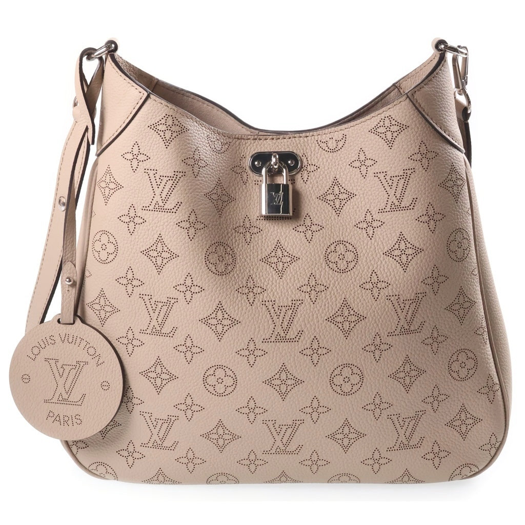 LOUIS VUITTON(ルイヴィトン) マヒナ オールアラウンドMM ショルダーバッグ ベージュ レザー M14617 シルバー金具 レディース