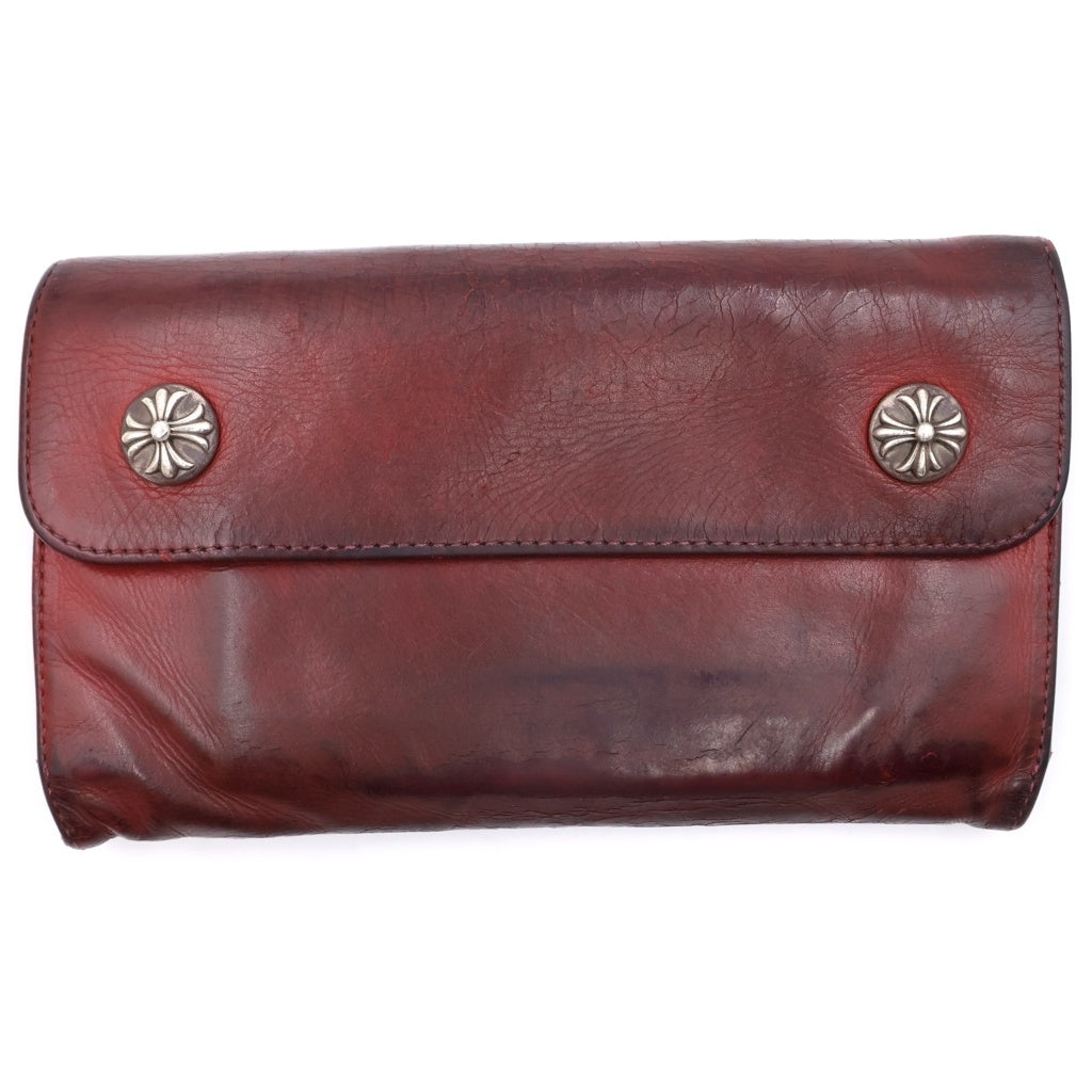 CHROME HEARTS(クロムハーツ) WAVE ウェーブ レザーウォレット 長財布 レッド