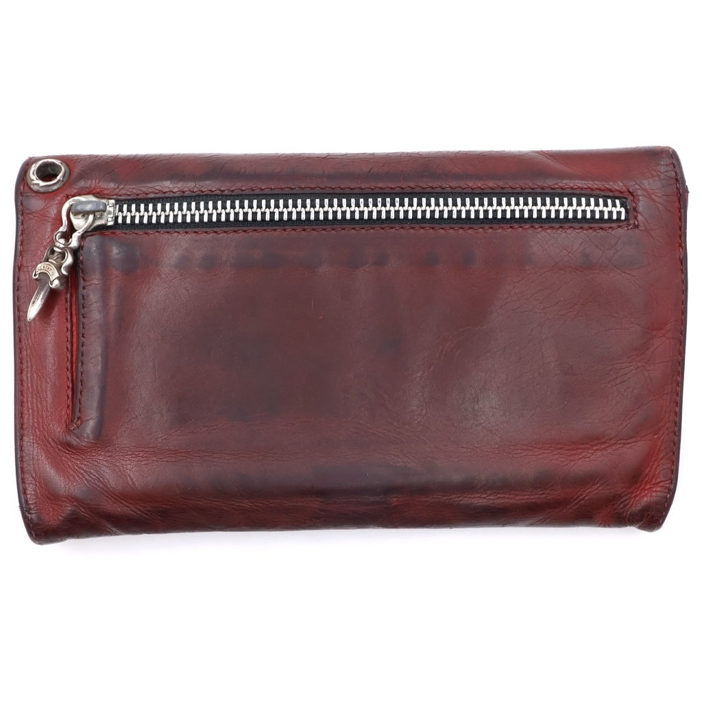 CHROME HEARTS(クロムハーツ) WAVE ウェーブ レザーウォレット 長財布 レッド