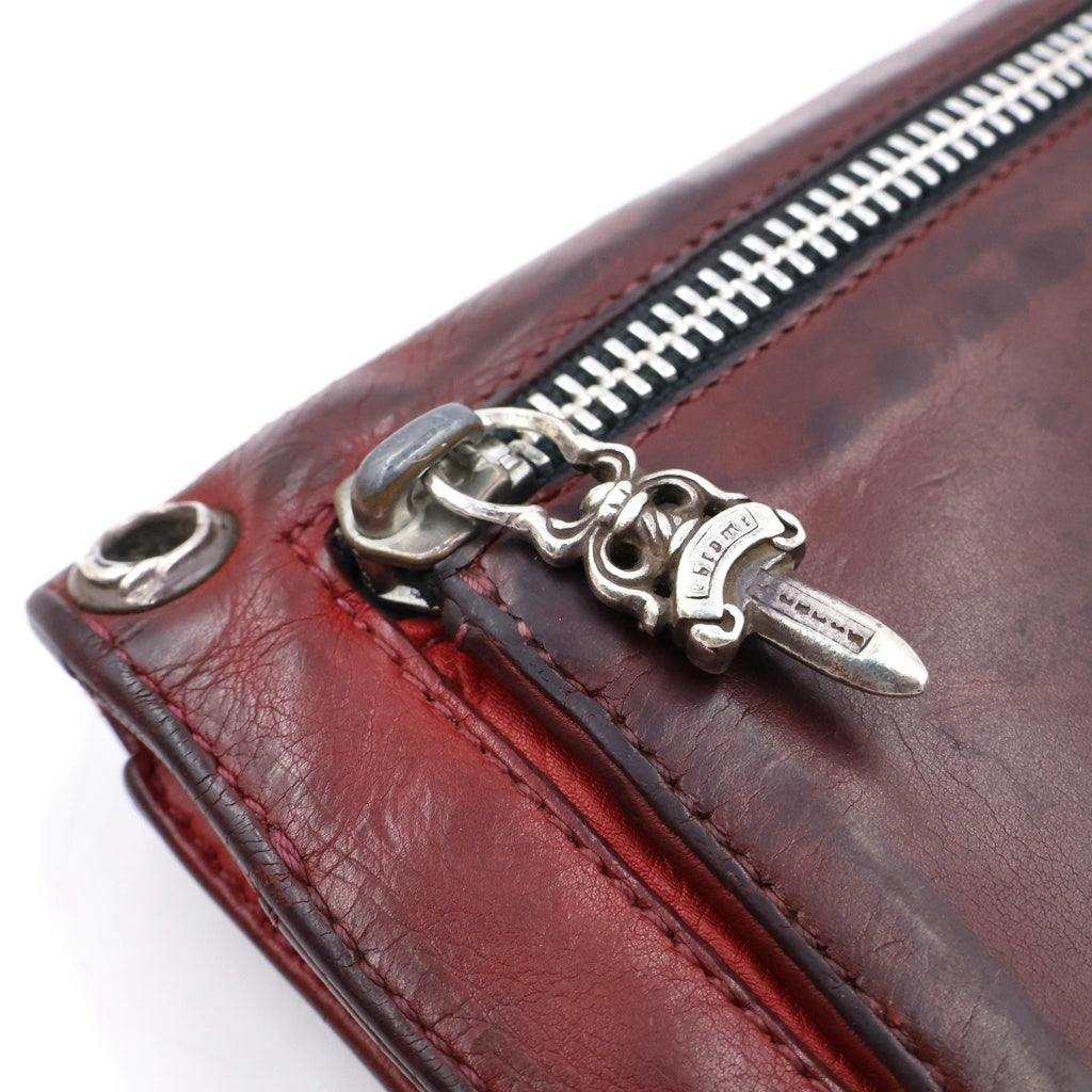 CHROME HEARTS(クロムハーツ) WAVE ウェーブ レザーウォレット 長財布 レッド