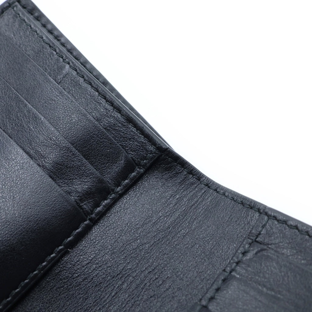 BOTTEGA VENETA(ボッテガヴェネタ) イントレチャート 二つ折り財布 コンパクトウォレット ブラック レザー ゴールド金具