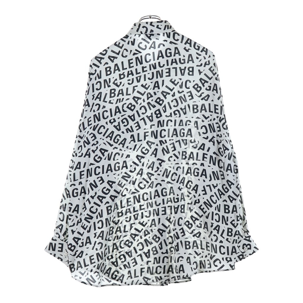 BALENCIAGA(バレンシアガ) 22 ALL LOGO オールロゴシャツ ブラウス ポリエステル グレー×ブラック 681050