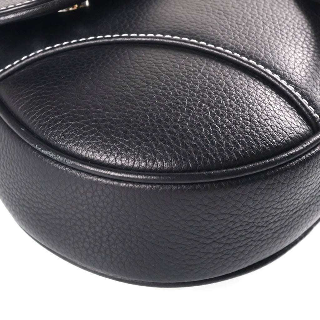 Christian Dior(クリスチャンディオール) サドル ウエストバッグ ボディバッグ ショルダーバッグ ブラック レザー シルバー金具 レディース