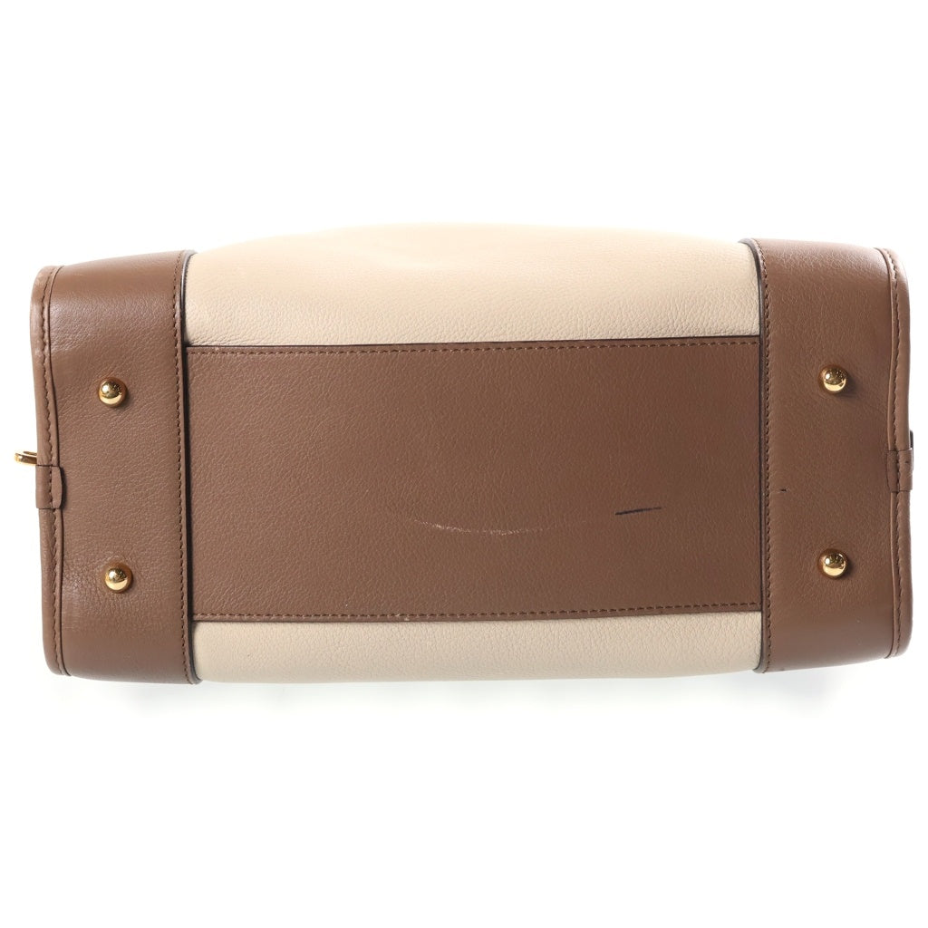 LOEWE(ロエベ) アマソナ28 2WAYハンドバッグ バイカラー ショルダーバッグ ベージュ×ブラウン×ボルドー レザー ゴールド金具 レディース