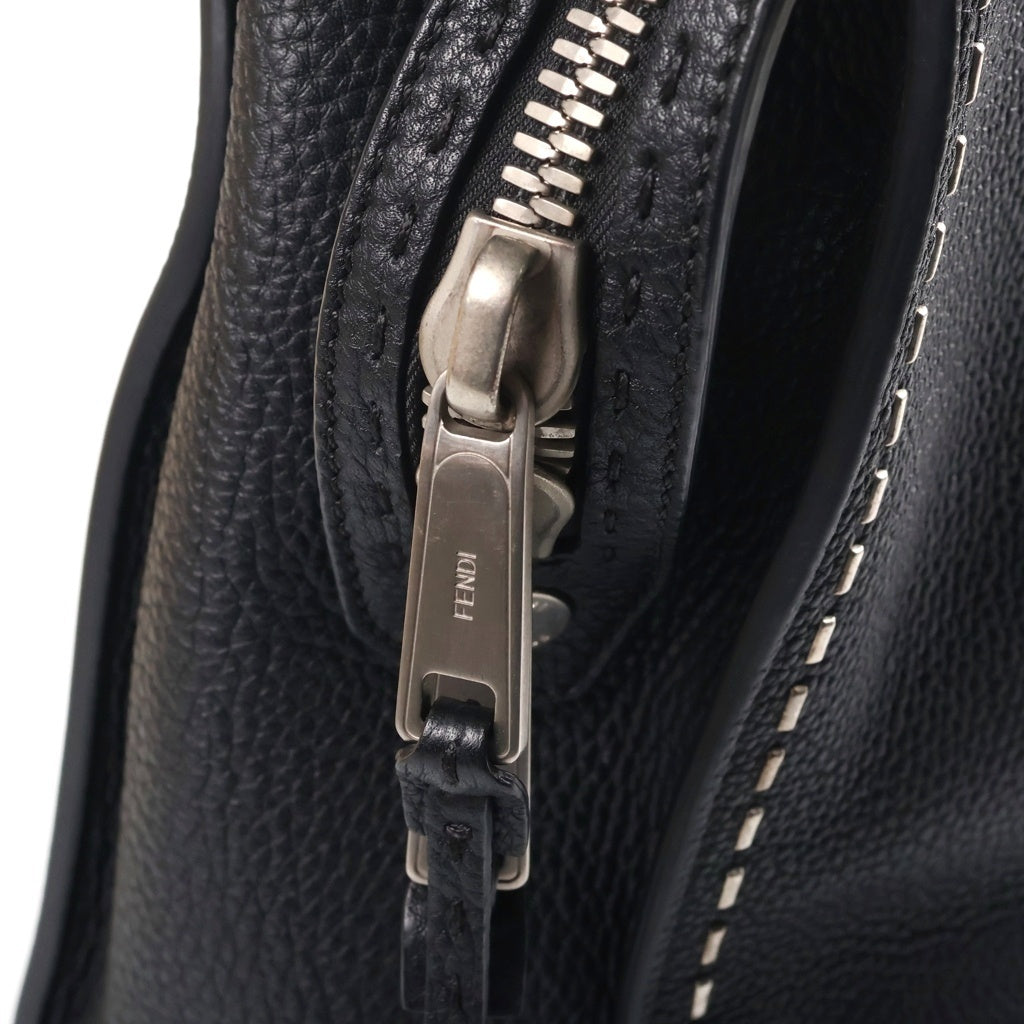 FENDI(フェンディ) 2WAYハンドバッグ ビジネスバッグ ショルダーバッグ ブラック レザー シルバー金具 レディース
