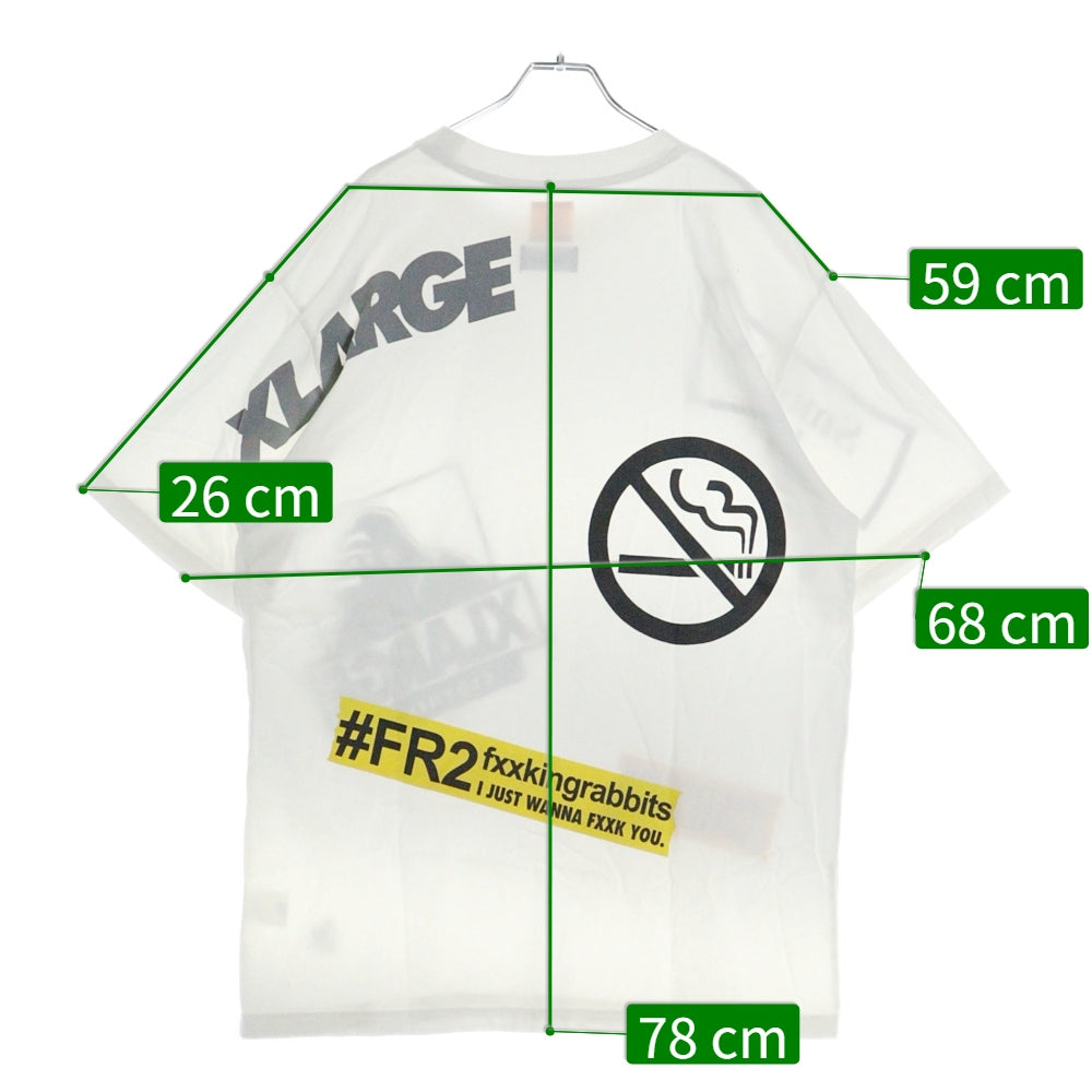 FR2(エフアールツー) ×XLARGE 両面ロゴプリント クルーネック半袖Tシャツ カットソー ホワイト FRC1106