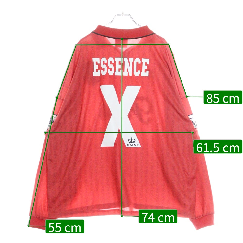 SAINT MICHAEL(セントマイケル) 24AW SOCCER L/S SHIRT FAITH ロゴ刺繍 サッカーシャツ 長袖ポロシャツ レッド SM-YS1-0000-022