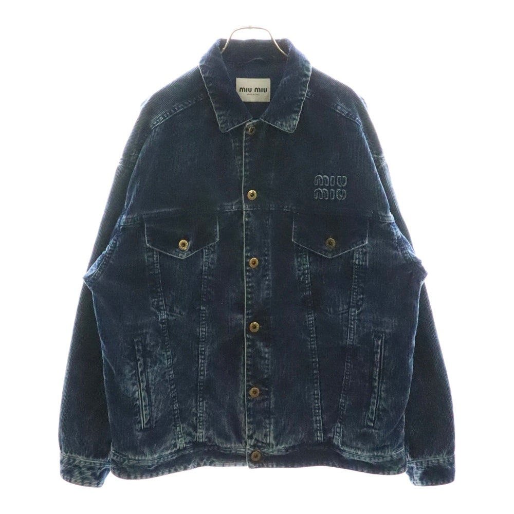 miumiu(ミュウミュウ) Washed Velvet Blouson Jacket ウォッシュドベルベット ブルゾンジャケット ブルー ML1009