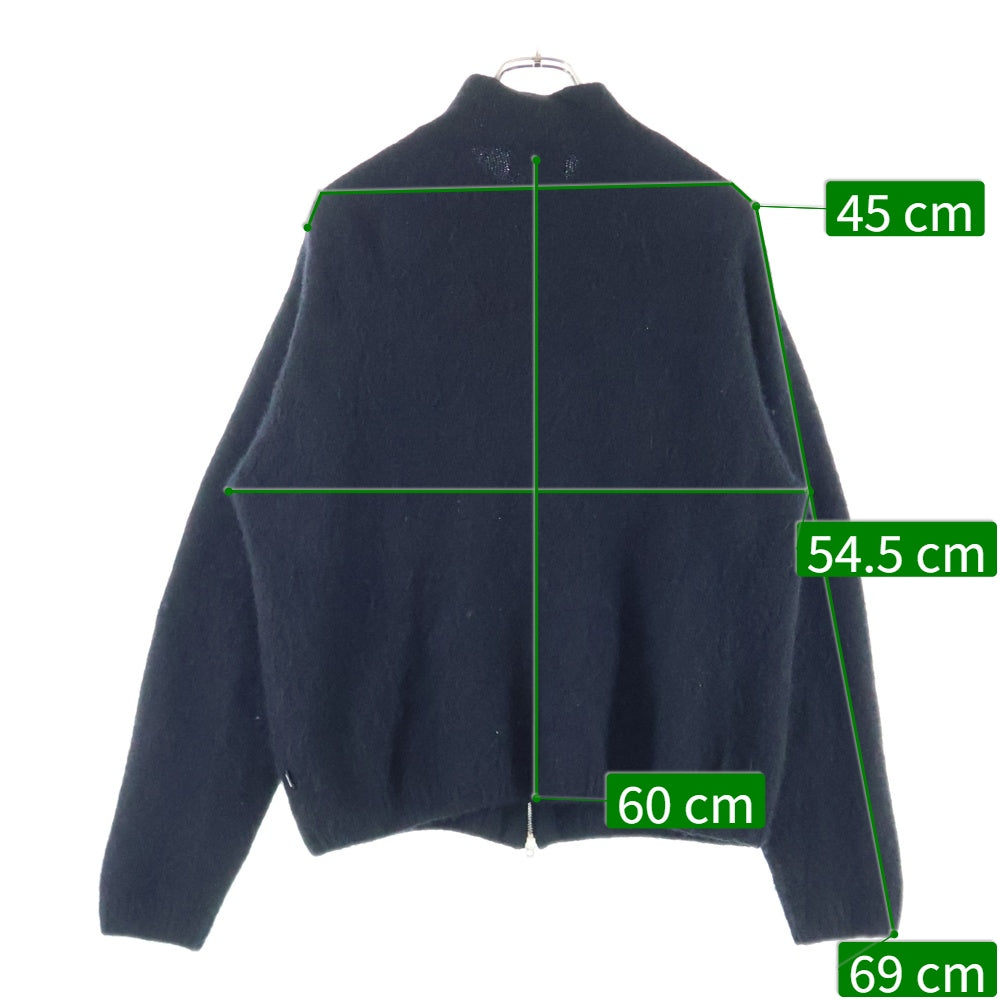 STUSSY(ステューシー) 24AW Full Zip Brushed Merino Sweater ダブルフルジップ ブラッシュメリノ セーター ブラック