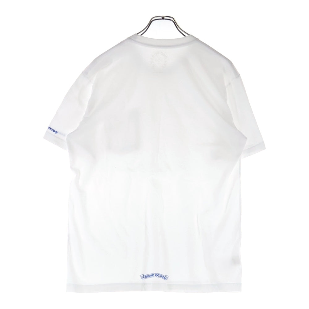 CHROME HEARTS(クロムハーツ) CH T-SHRT 1 ネックロゴプリント クルーネック半袖Tシャツ ホワイト/ネイビー