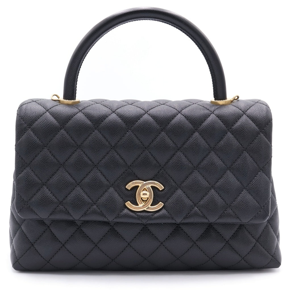 CHANEL(シャネル) ココハンドル29 2WAYハンドバッグ ショルダーバッグ ブラック キャビアスキン ゴールド金具 レディース