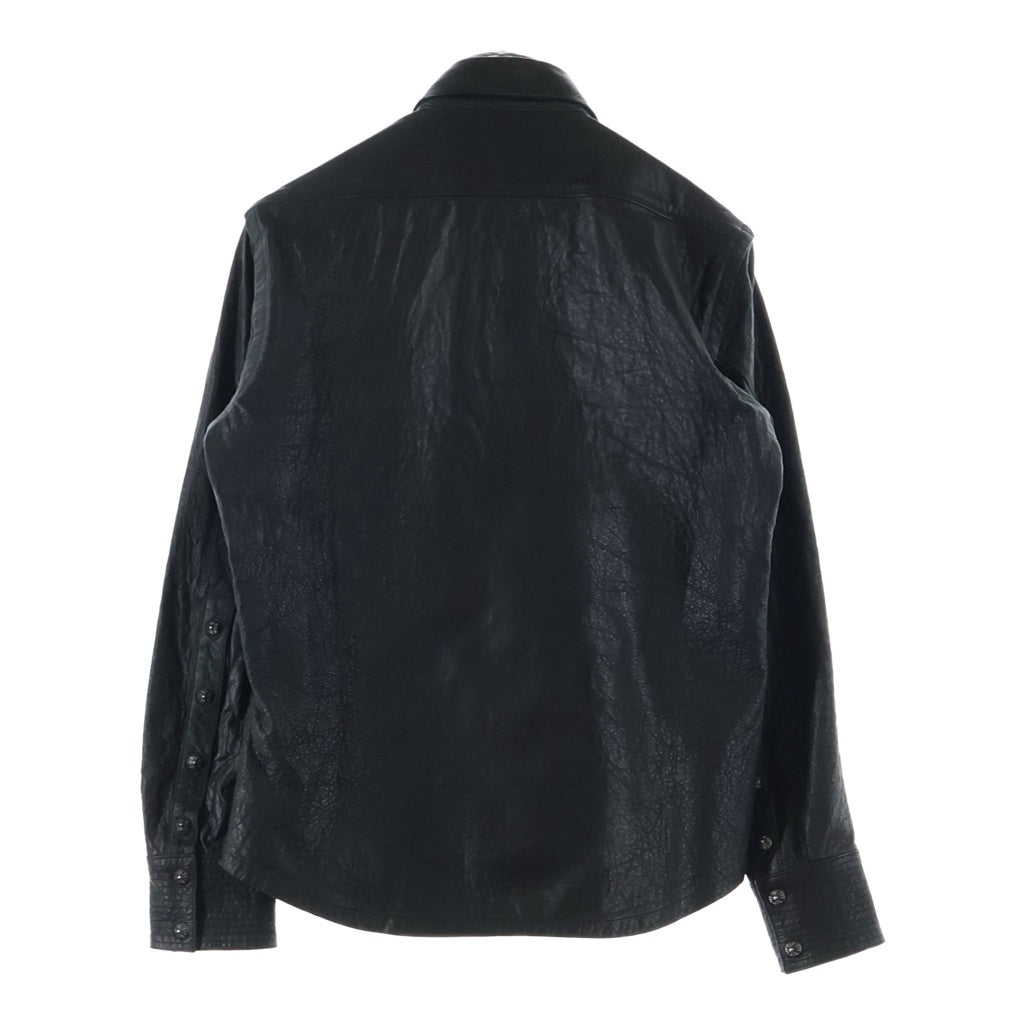 CHROME HEARTS(クロムハーツ) ARMY FBRC CROSS BALL LEATHER アーミーシャツ クロスボールボタンミリタリーレザー長袖シャツ ブラック