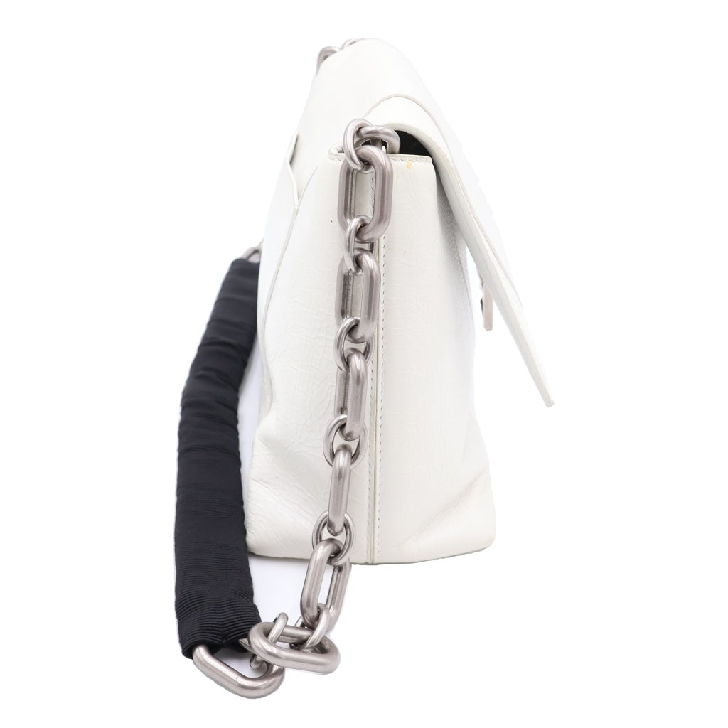 BALENCIAGA(バレンシアガ) ダウンタウン チェーンショルダーバッグ ホワイト レザー 689058 シルバー金具 レディース