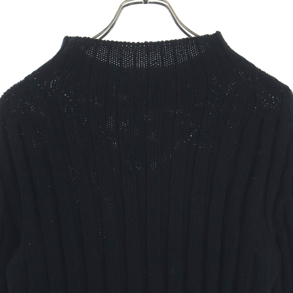 ANN DEMEULEMEESTER(アンドゥムルメステール) Warr Rib Sweater ヴァール リブハイネックセーター ニット ブラック B0011663KN026099