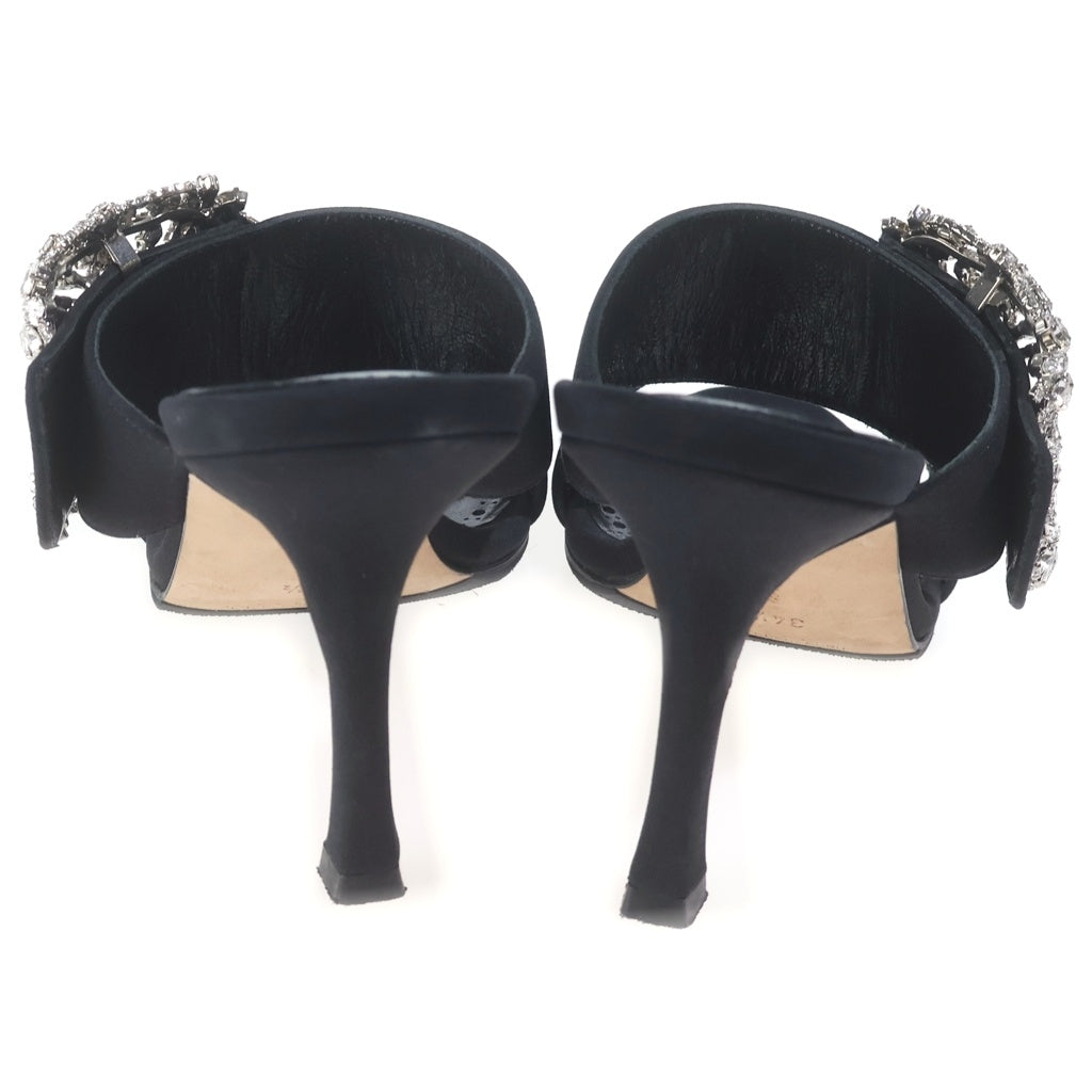 MANOLO BLAHNIK(マノロブラニク) GABLE JEWEL ゲイブル ジュエルバックル ピンヒール サンダル ブラック レディース