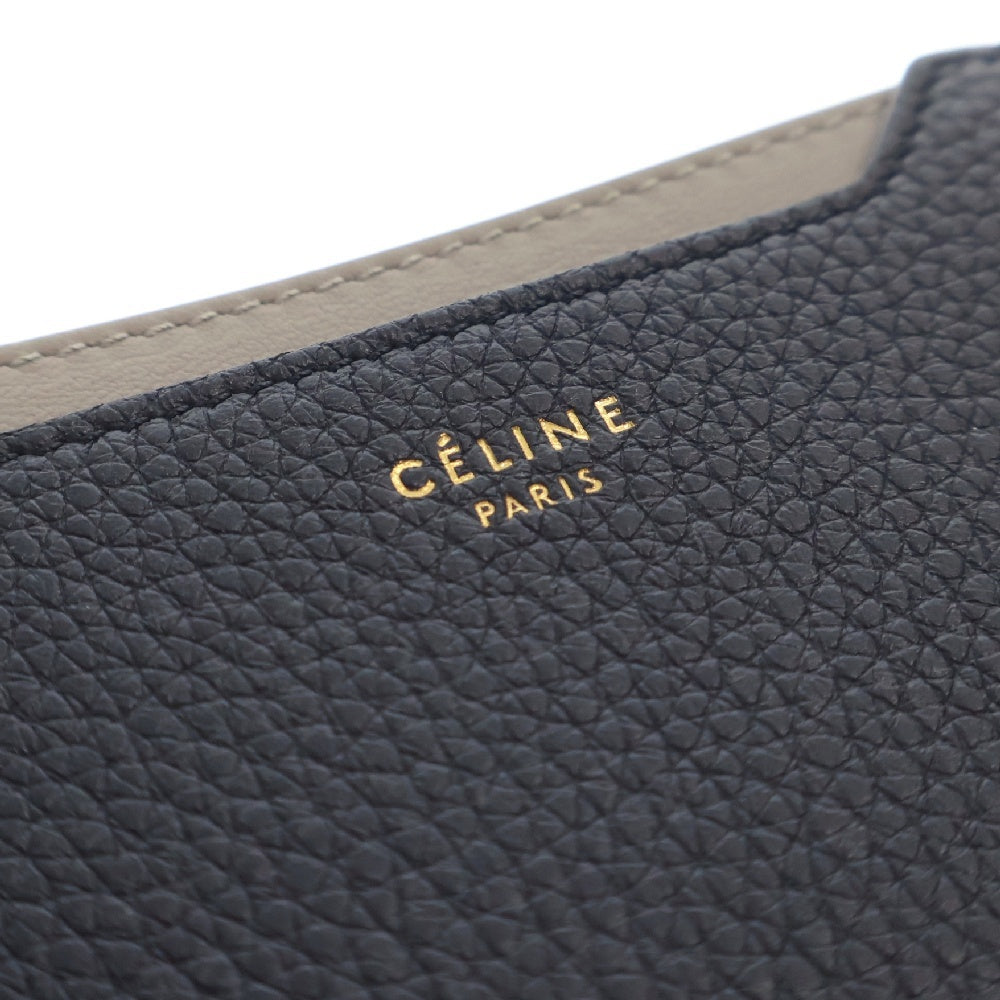 CELINE(セリーヌ) カードケース 名刺入れ ブラック×グレー レザー ロゴ