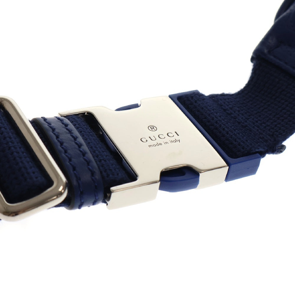 GUCCI(グッチ) GGエンボス ボディバッグ ウエストバッグ ブルー レザー 645093