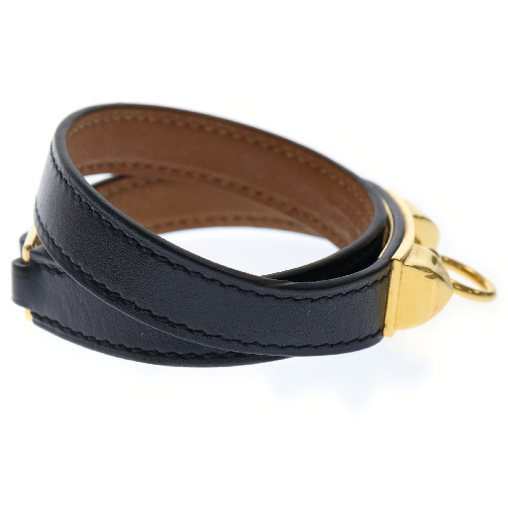 HERMES(エルメス) リヴァル コリエドシアン ドゥブルトゥール ブレスレット ブラック レザー ゴールド金具 アクセサリー