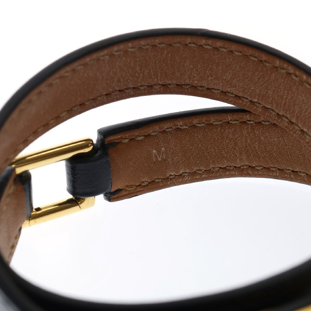 HERMES(エルメス) リヴァル コリエドシアン ドゥブルトゥール ブレスレット ブラック レザー ゴールド金具 アクセサリー