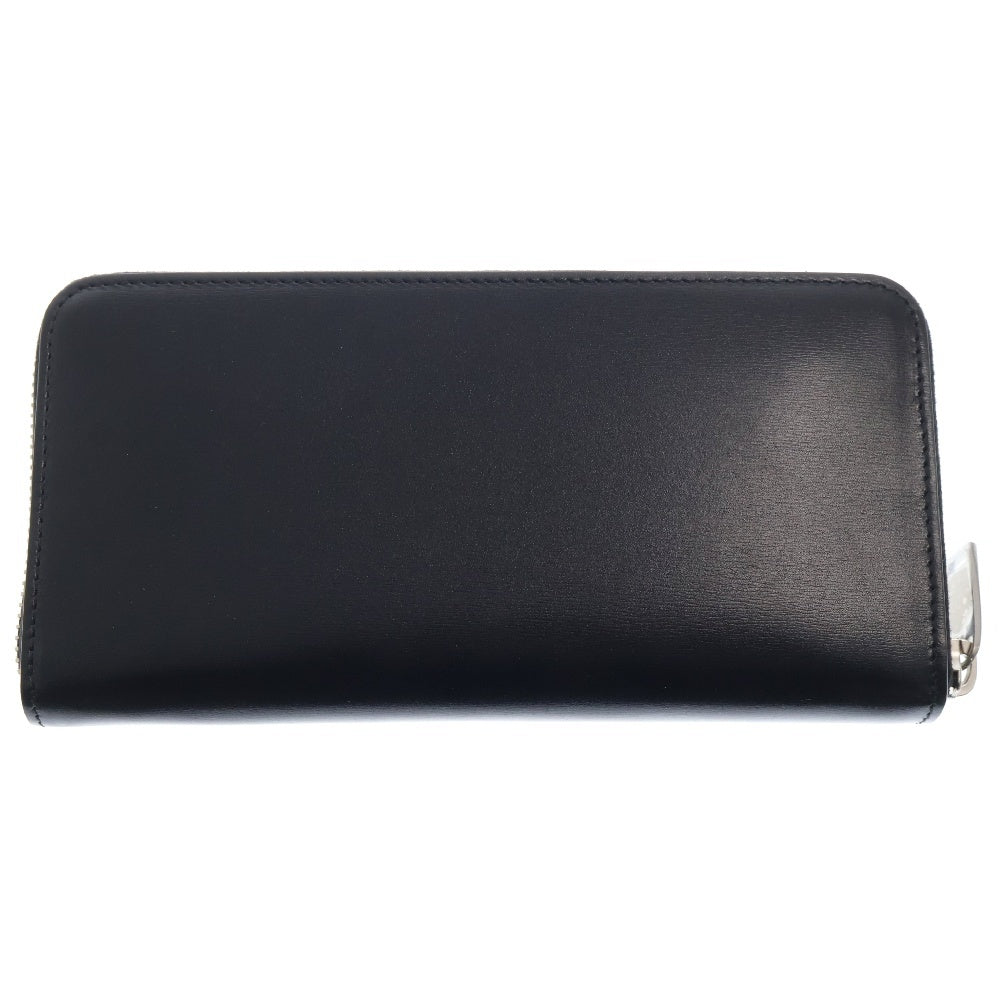 SAINT LAURENT PARIS(サンローランパリ) ラウンドファスナー長財布 ブラック ロングウォレット シルバー レザー 617415