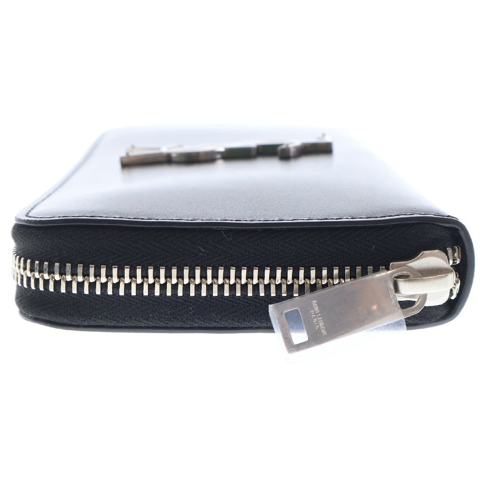 SAINT LAURENT PARIS(サンローランパリ) ラウンドファスナー長財布 ブラック ロングウォレット シルバー レザー 617415
