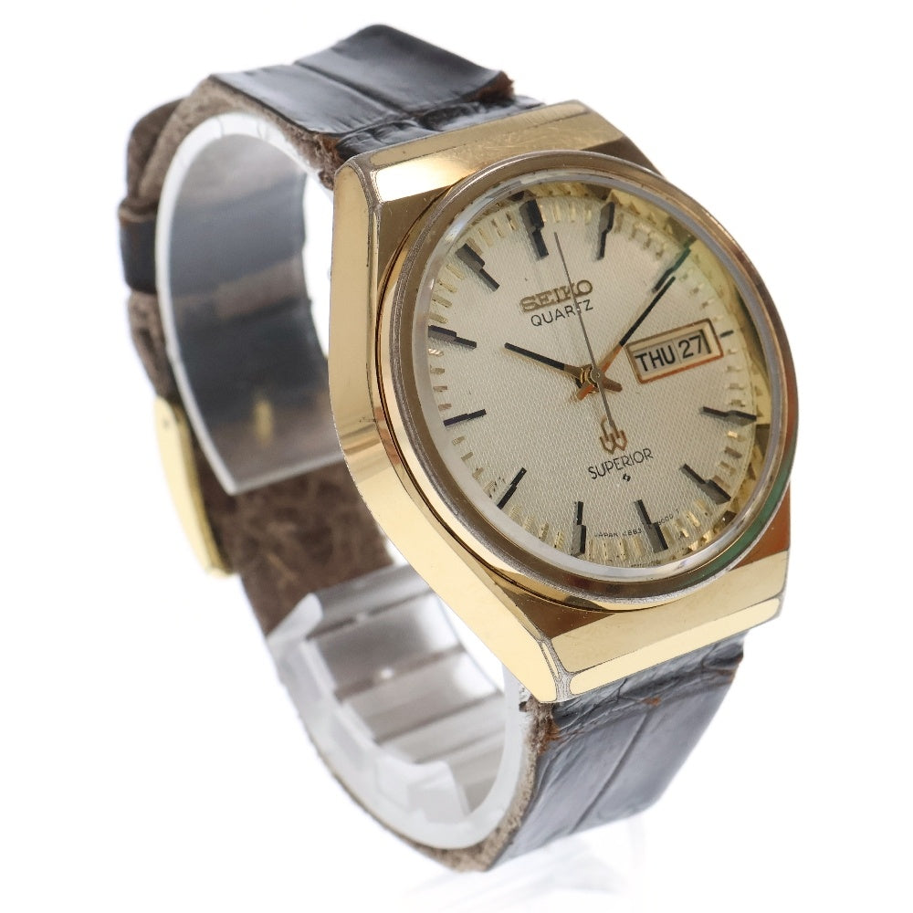 SEIKO(セイコー) スーペリア シルバー文字盤 デイデイト 腕時計 ゴールド×ブラウン