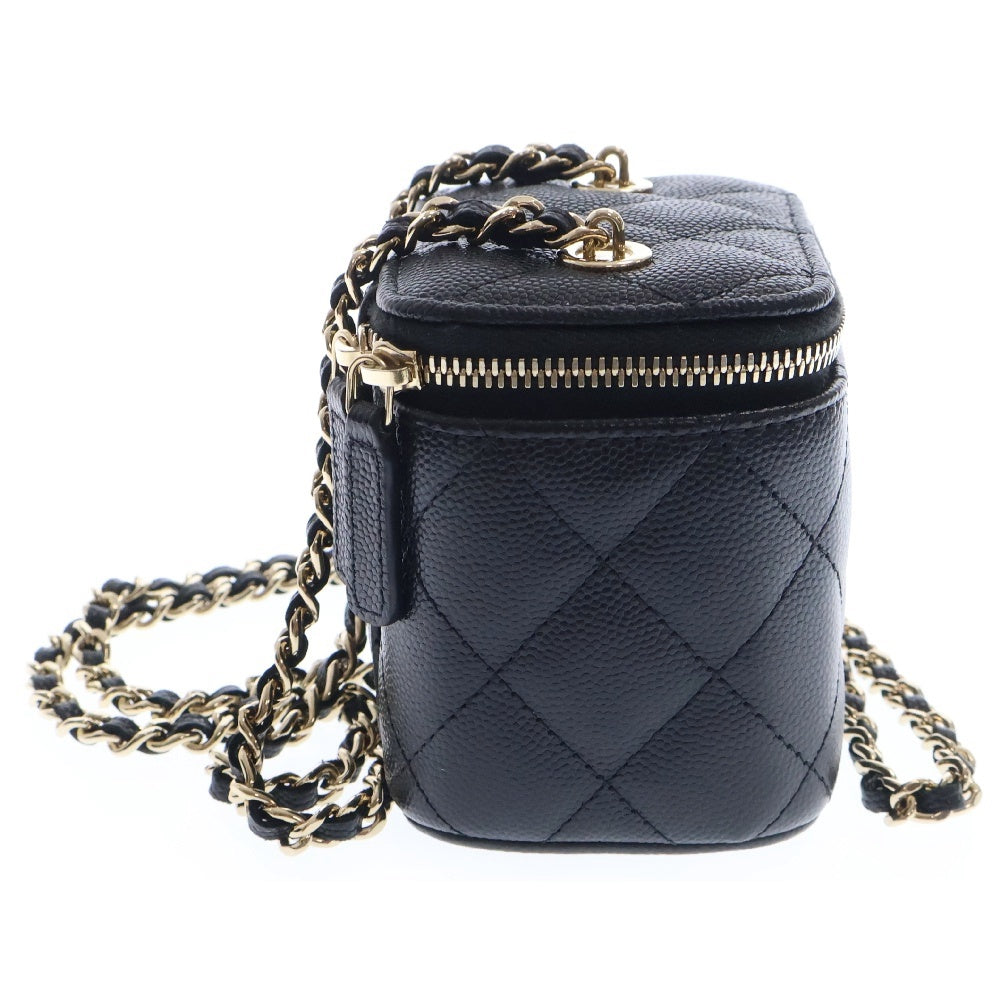 CHANEL(シャネル) マトラッセ ミニ チェーンバニティ AP1340 ブラック ショルダーバッグ 斜め掛けバッグ ココマーク キャビアスキン レザー ゴールド金具