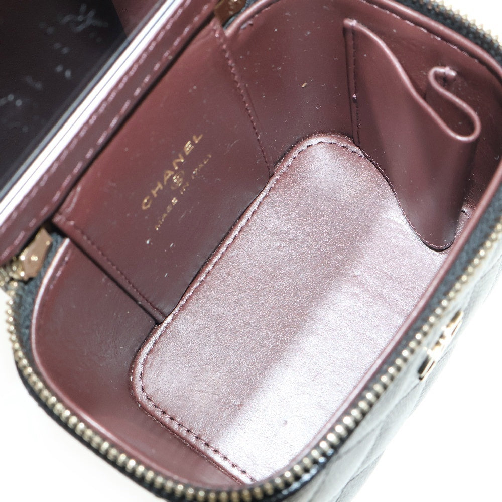 CHANEL(シャネル) マトラッセ ミニ チェーンバニティ AP1340 ブラック ショルダーバッグ 斜め掛けバッグ ココマーク キャビアスキン レザー ゴールド金具