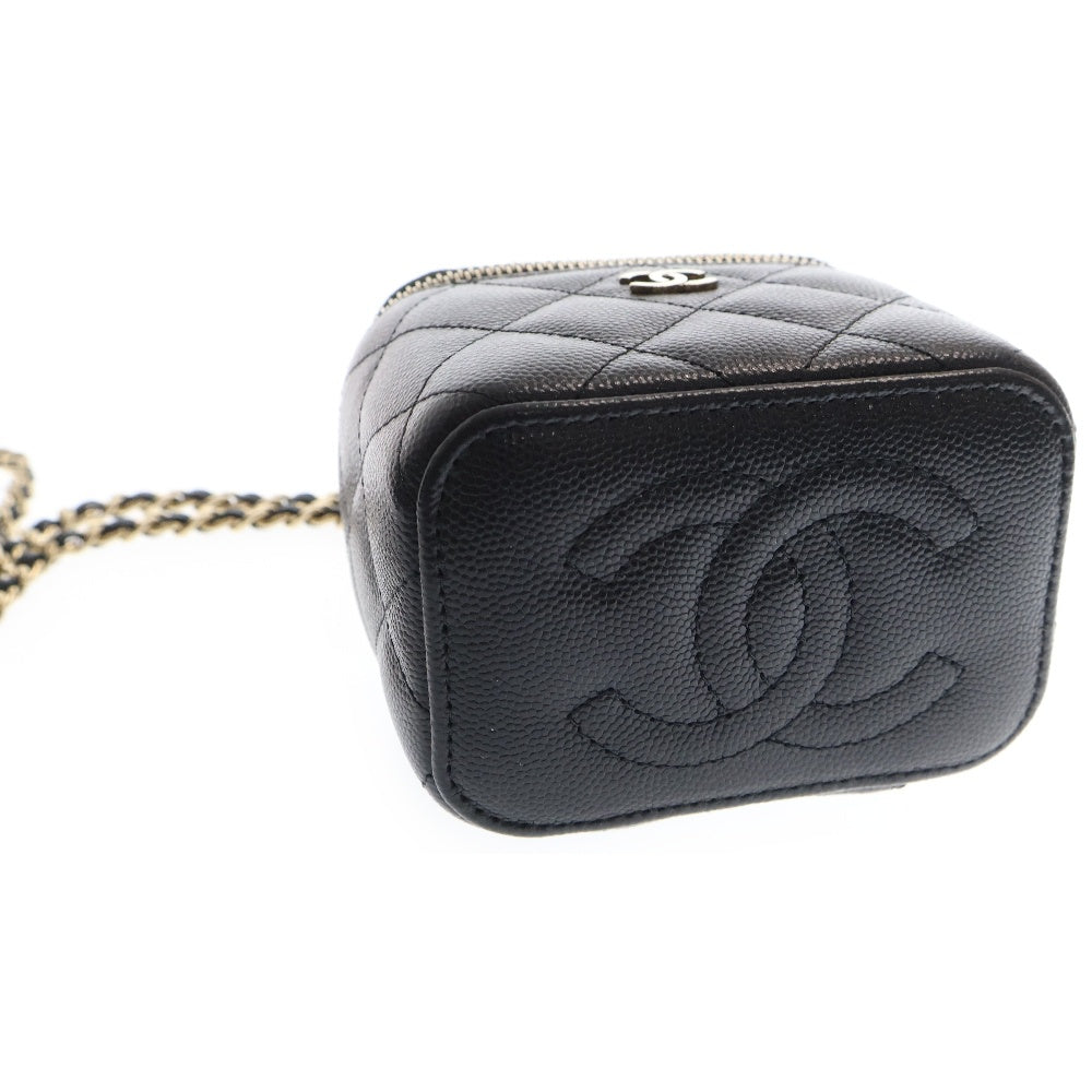 CHANEL(シャネル) マトラッセ ミニ チェーンバニティ AP1340 ブラック ショルダーバッグ 斜め掛けバッグ ココマーク キャビアスキン レザー ゴールド金具