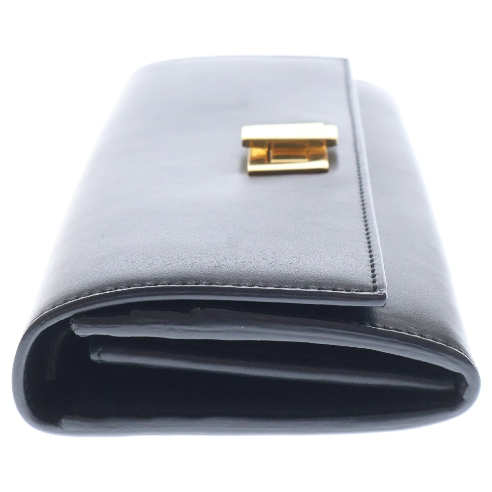 FENDI(フェンディ) ピーカブー コンチネンタルウォレット ロングウォレット 二つ折り長財布 ブラック×ゴールド レザー ゴールド金具 8M0377