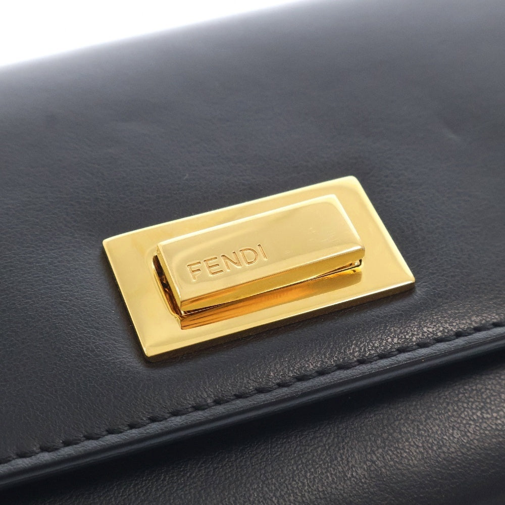 FENDI(フェンディ) ピーカブー コンチネンタルウォレット ロングウォレット 二つ折り長財布 ブラック×ゴールド レザー ゴールド金具 8M0377