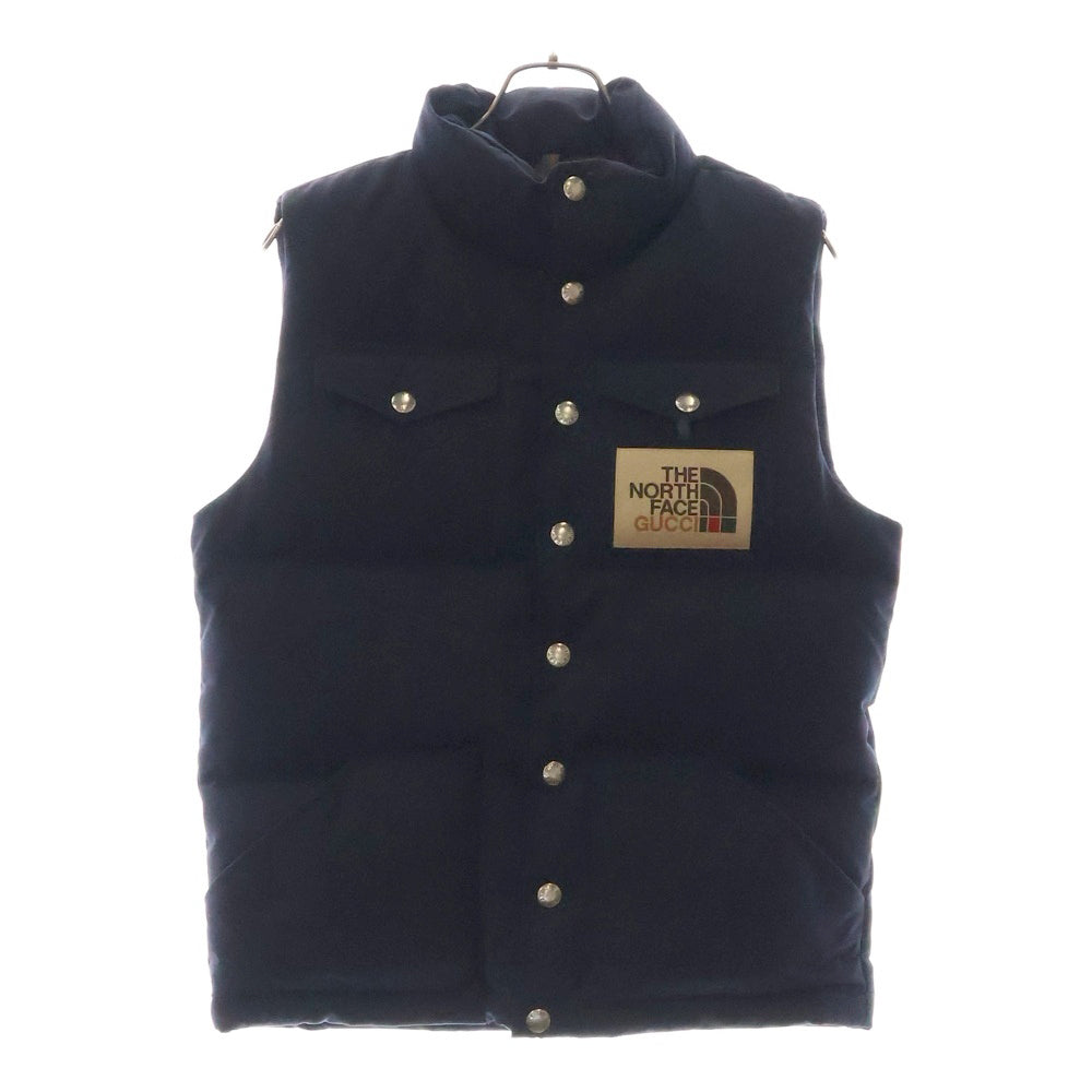 GUCCI(グッチ) 20AW ×THE NORTH FACE ノースフェイス ロゴパッチ ナイロンダウンベスト ネイビー×ボルドー 649244