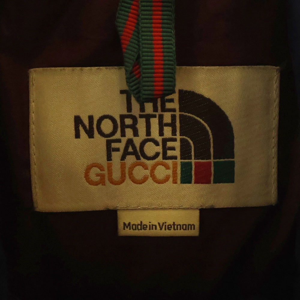 GUCCI(グッチ) 20AW ×THE NORTH FACE ノースフェイス ロゴパッチ ナイロンダウンベスト ネイビー×ボルドー 649244