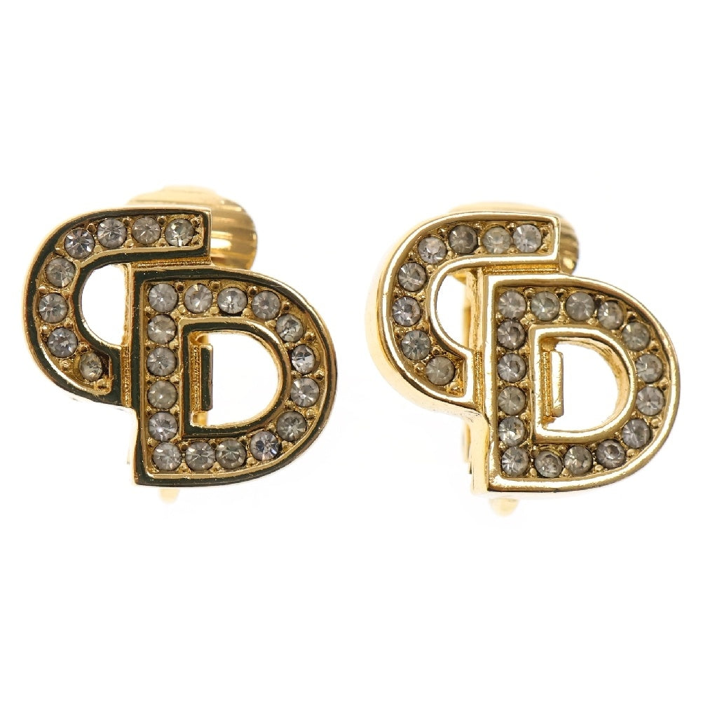 Christian Dior(クリスチャンディオール) CDロゴ ラインストーン イヤリング GP ゴールド アクセサリー